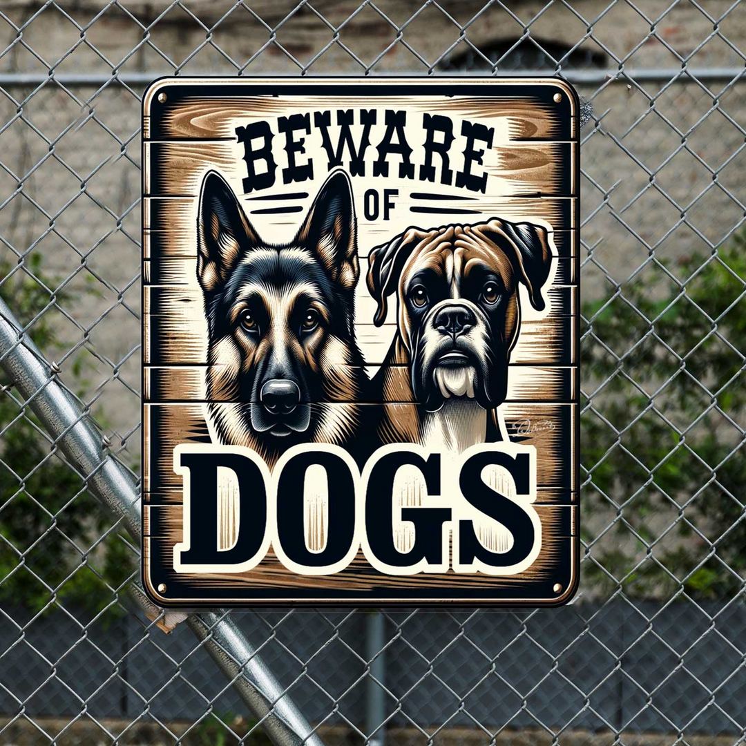 Beware of Dogs Wooden Sign – Handcrafted Birch Plywood Wall Décor – Indoor &amp; Outdoor UV-Coated Dog Warning Sign – Made in USA - 961062