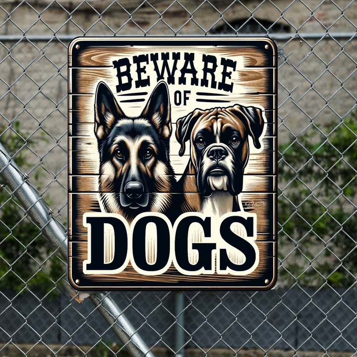 Beware of Dogs Wooden Sign – Handcrafted Birch Plywood Wall Décor – Indoor &amp; Outdoor UV-Coated Dog Warning Sign – Made in USA - 961062