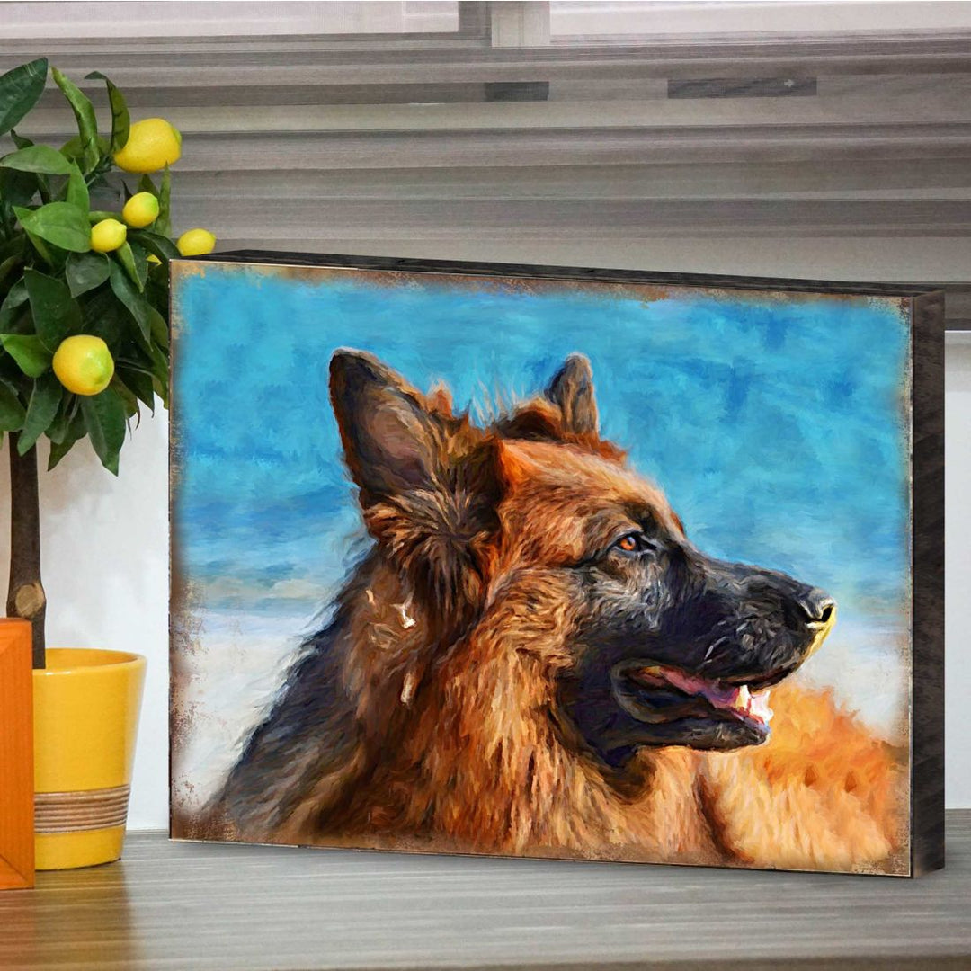 Amadeus German Shepherd Wooden Wall Art by Nature Wonders - Pets Dog and Cats Decor - 95343B
