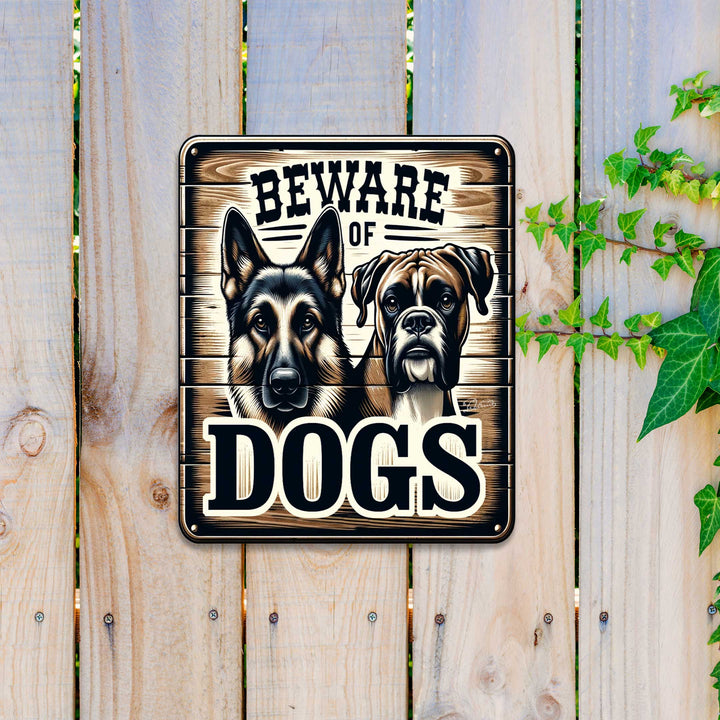 Beware of Dogs Wooden Sign – Handcrafted Birch Plywood Wall Décor – Indoor &amp; Outdoor UV-Coated Dog Warning Sign – Made in USA - 961062