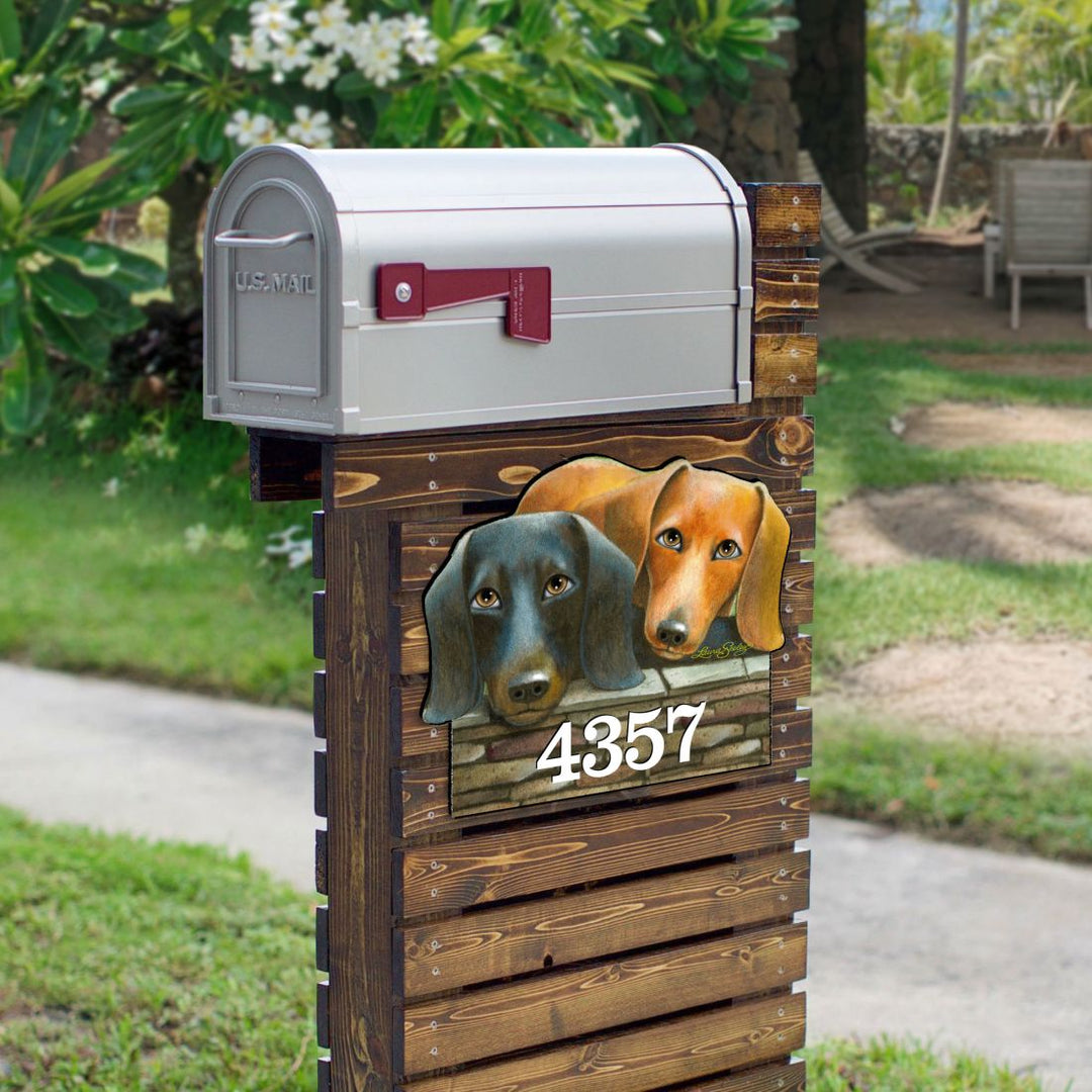 Dachshund Wooden Custom House Number Sign by Laura Seeley - Pets Dog and Cats Decor - Handcrafted Wooden Handcrafted Wooden Address Sign - MA8511016-LS
