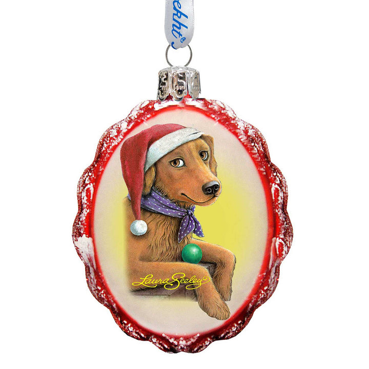 Flowers Fetch Fun Mercury Glass Ornament by Laura Seeley - Pets Dog and Cats Decor - 779218-LS