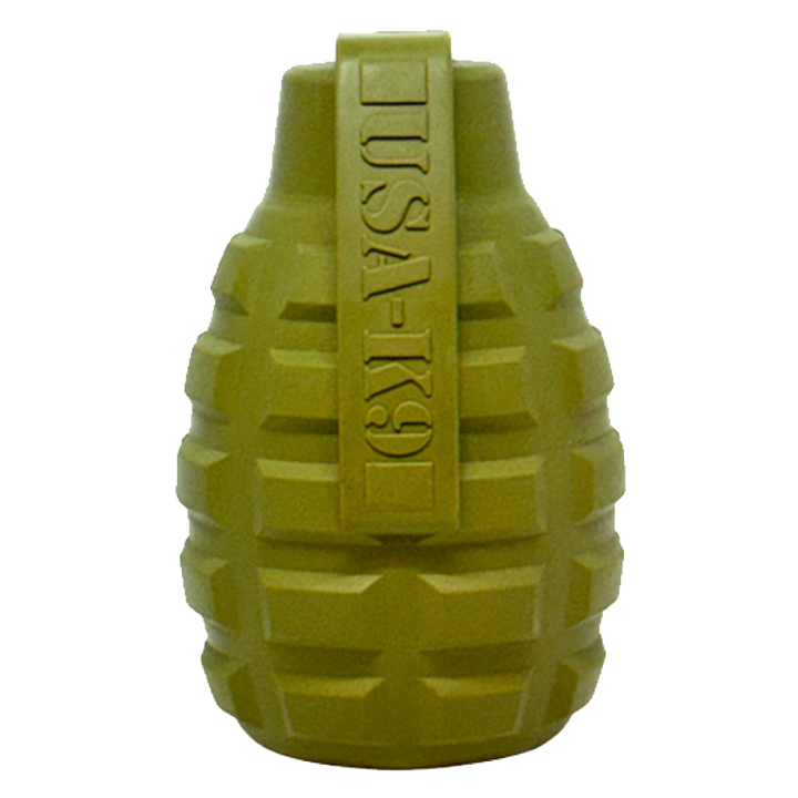USA-K9 Grenade Shaped eDispenser Durable Dog Chew Toy &amp; Treat Dispenser - Army Green