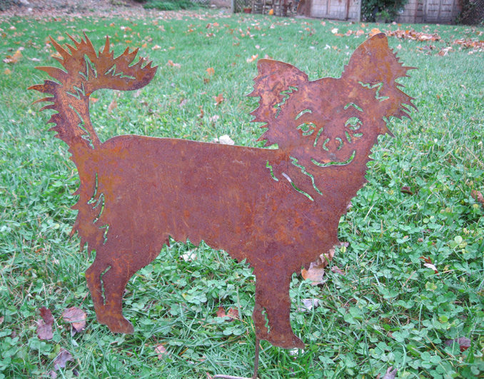 Long Haired Chihuahua Garden Stake or Wall Hanging (Style 4)