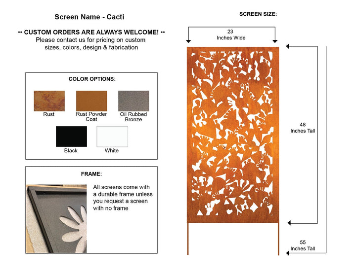 Outdoor Metal Deck Privacy Screen Panels (60” &amp; 72”) – Heavy-Duty Steel for Patio &amp; Backyard