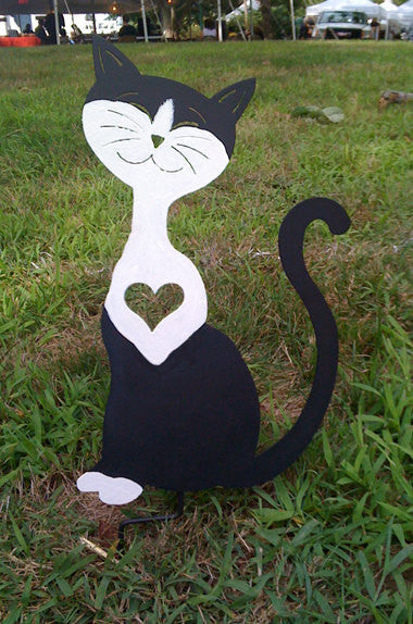 Tuxedo Cat Garden Stake or Wall Hanging