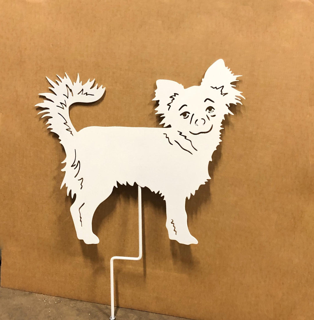 Long Haired Chihuahua Garden Stake or Wall Hanging (Style 4)