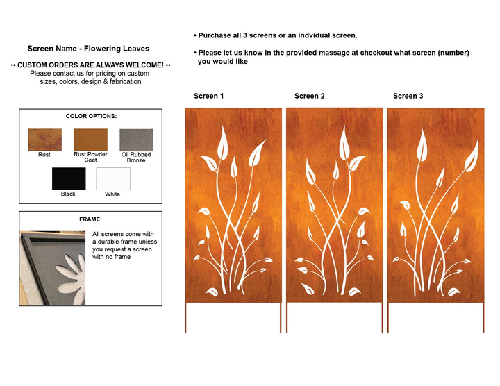 Outdoor Privacy Screens or Outdoor Metal Wall Art (46" Inch)