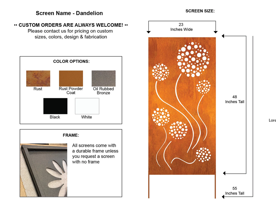 Metal Privacy Screen Panels / Wall Hanging (46" Inch)
