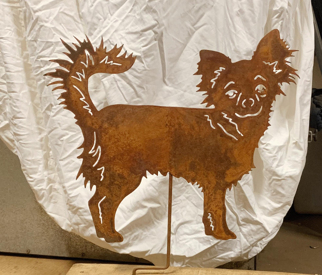 Long Haired Chihuahua Garden Stake or Wall Hanging (Style 4)
