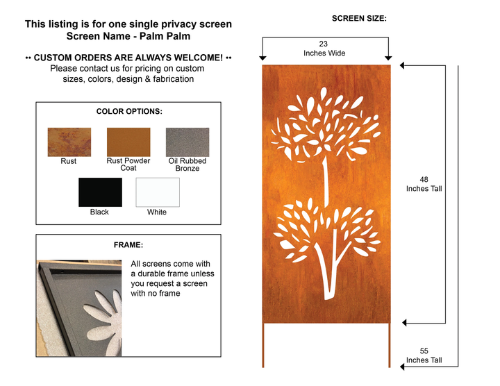 Outdoor Privacy Screen or Extra Large Wall Art (46" Inch)