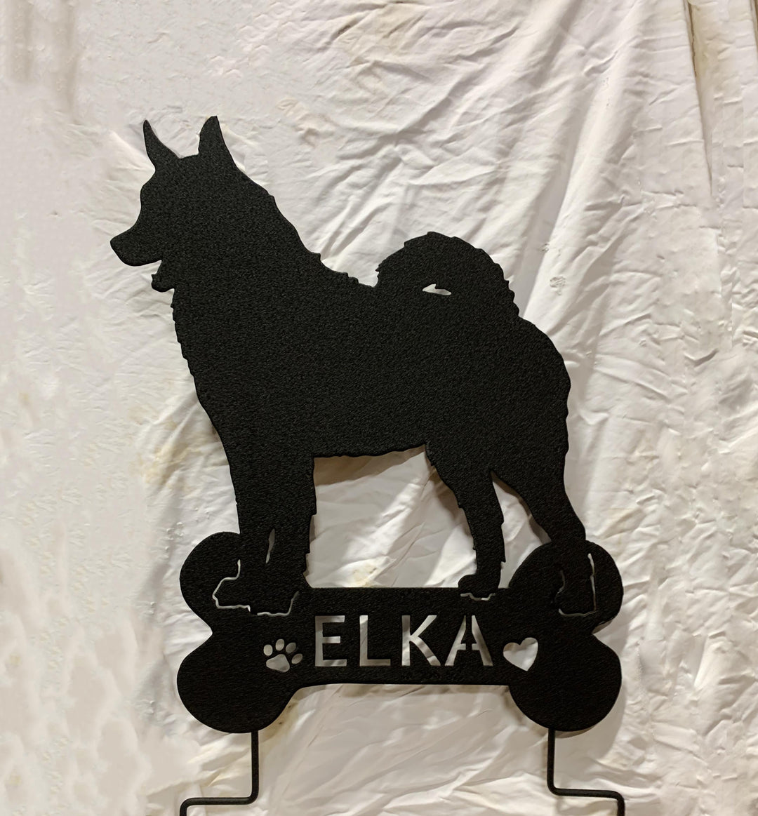 Norwegian Elkhound Garden Stake or Wall Hanging
