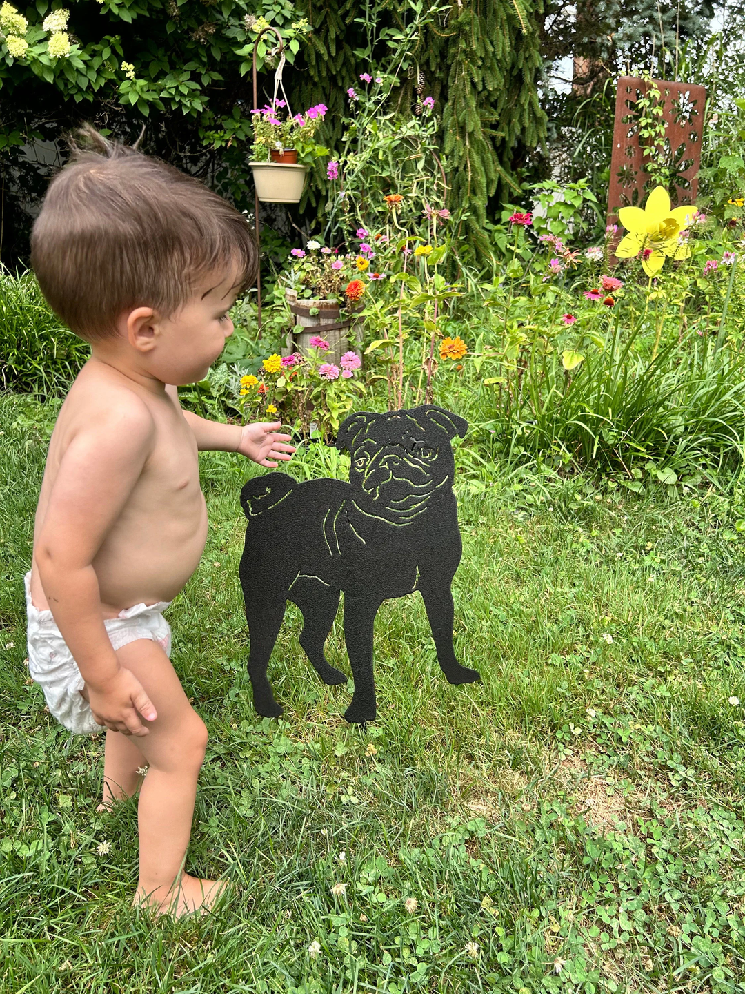 Pug Garden Stake or Wall Hanging