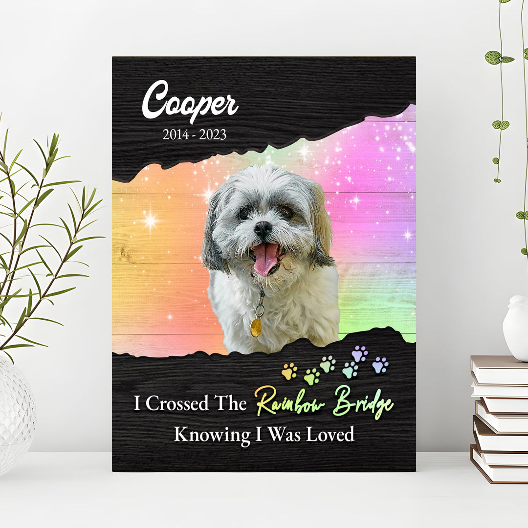 Pet Memorial Sign I Crossed The Rainbow Bridge II