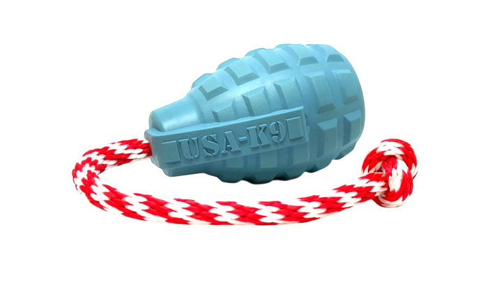 USA-K9 Grenade Shaped Rubber Dog Toy - Chew, Treat Dispenser &amp; Tug Toy | USA