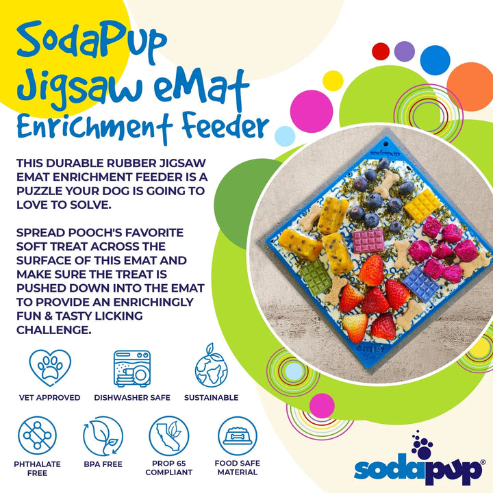 Jigsaw Puzzle eMat - Enrichment Lick Mat for Dogs and Cats | eMat Enrichment Toy for Anxiety Relief | USA Made