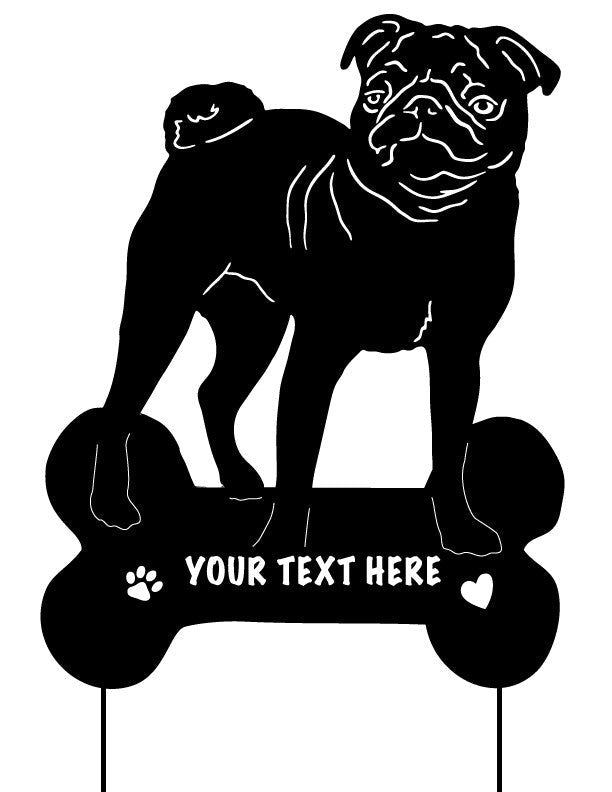 Pug Garden Stake or Wall Hanging