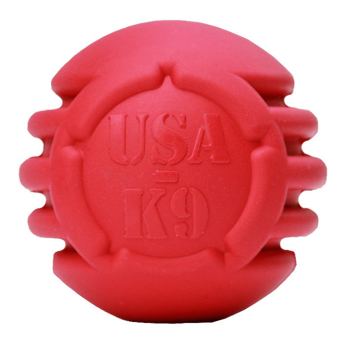 USA-K9 Stars and Stripes Rubber Dog Toy | K9 Handler Reward Toy | Red | USA Made